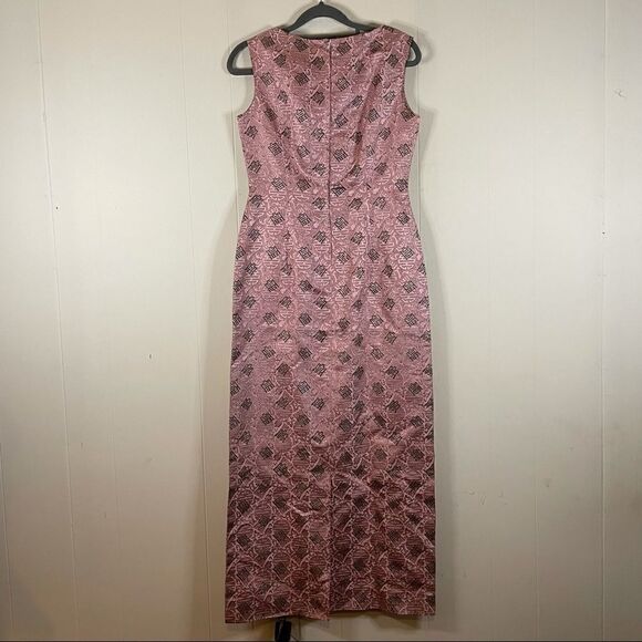 Vintage 1960’s Metallic Asian Print Dress - Picture 4 of 5